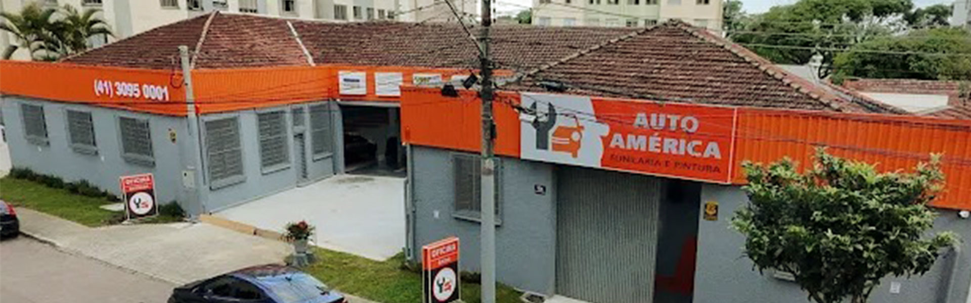 Fachada da Auto América Funilaria e Pintura - Água Verde - Curitiba